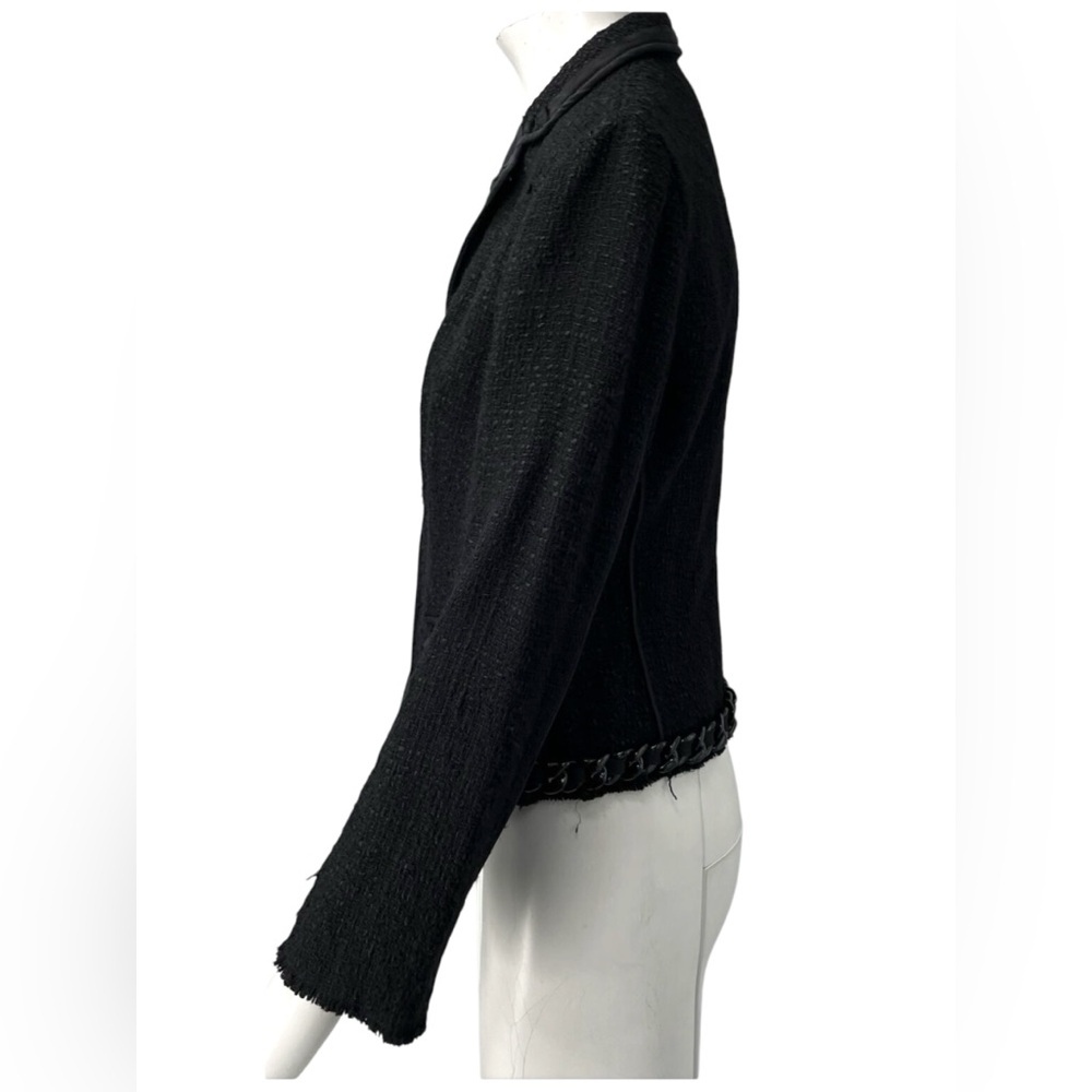 Prada - Black Tweed Chain Embellished Jacket Sz 42 - Picture 4 of 16